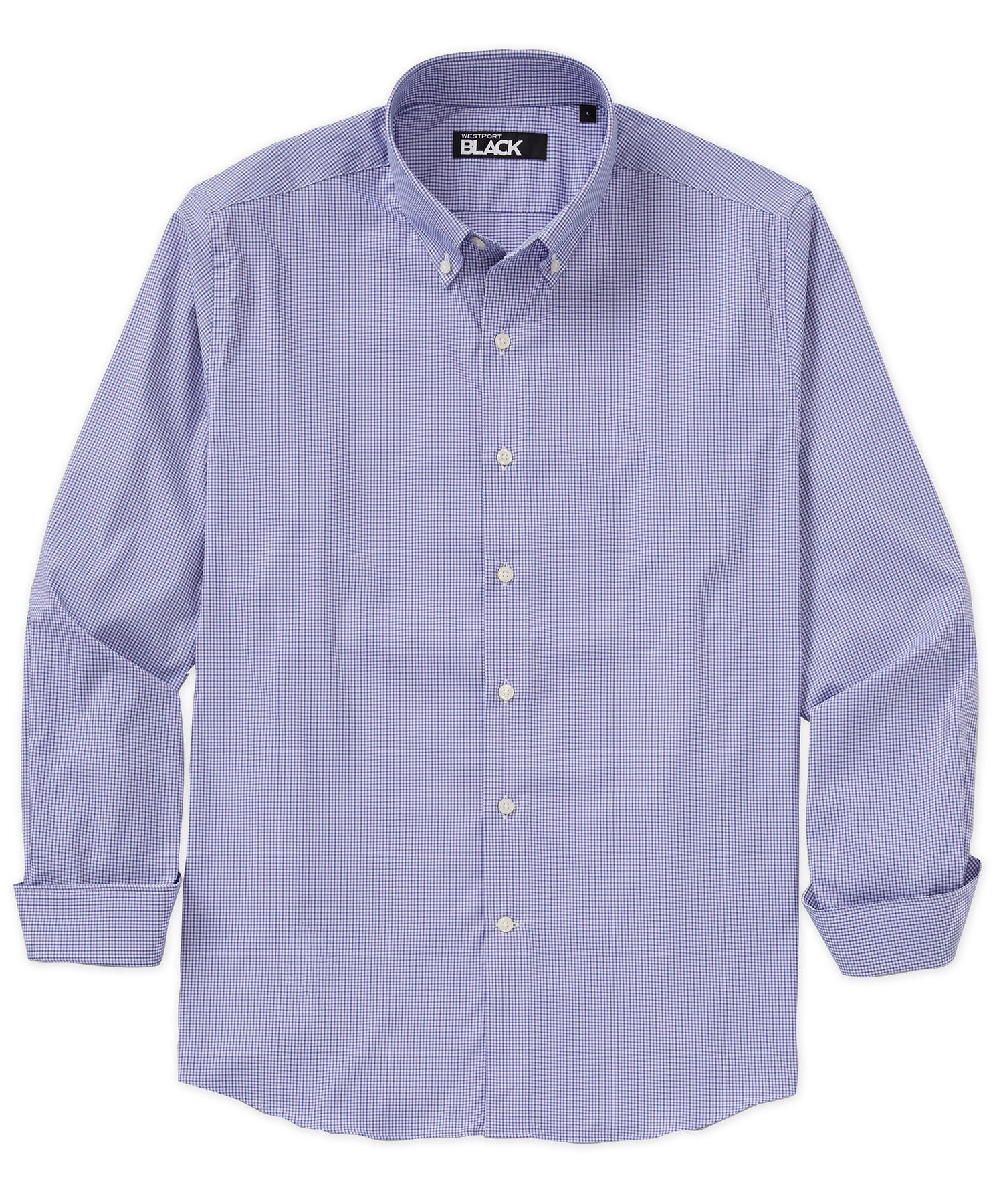 Westport Black Long Sleeve Button Down Performance Tattersall Sport Shirt