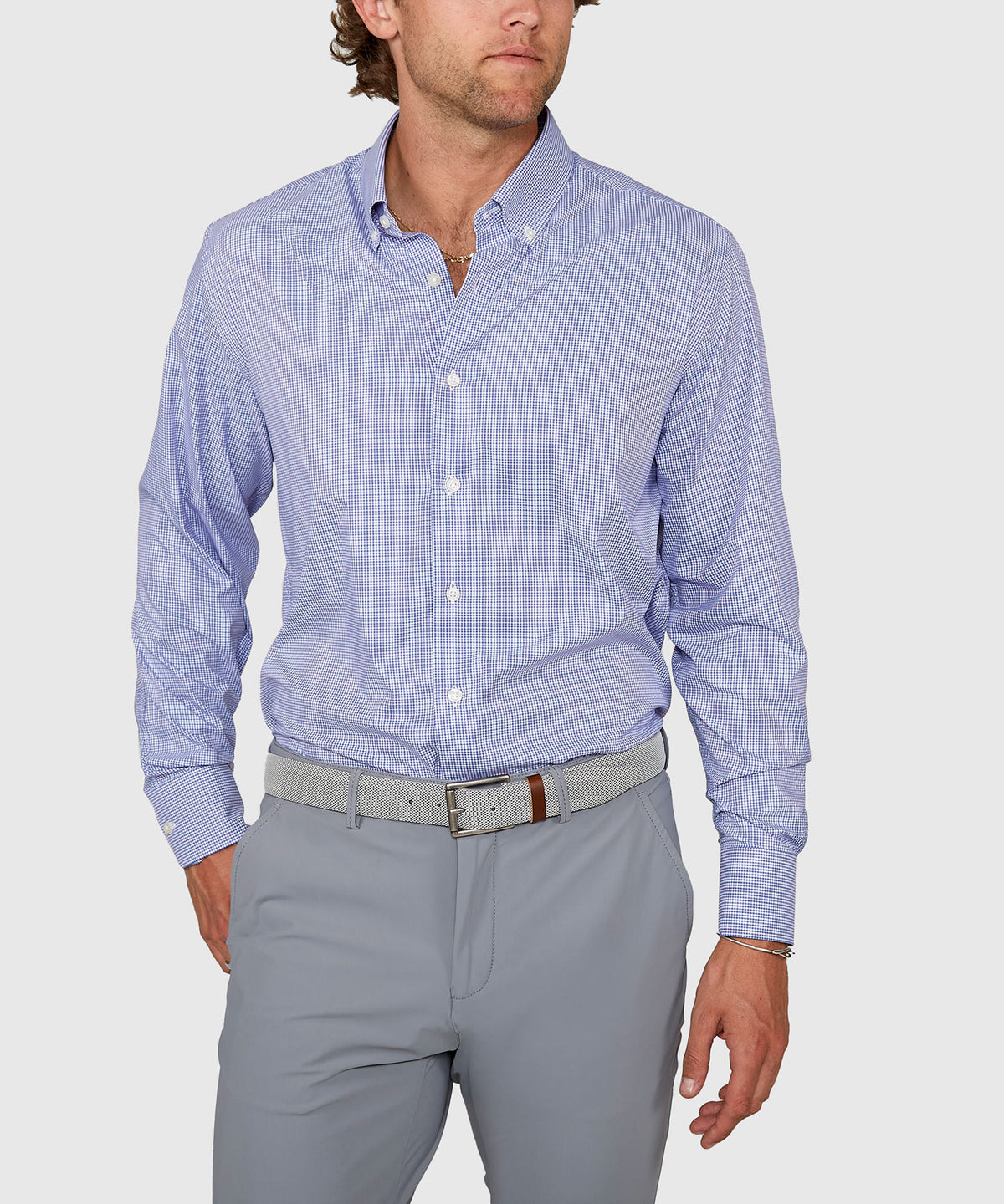 Westport Black Long Sleeve Button Down Performance Tattersall Sport Shirt, Men's Big & Tall