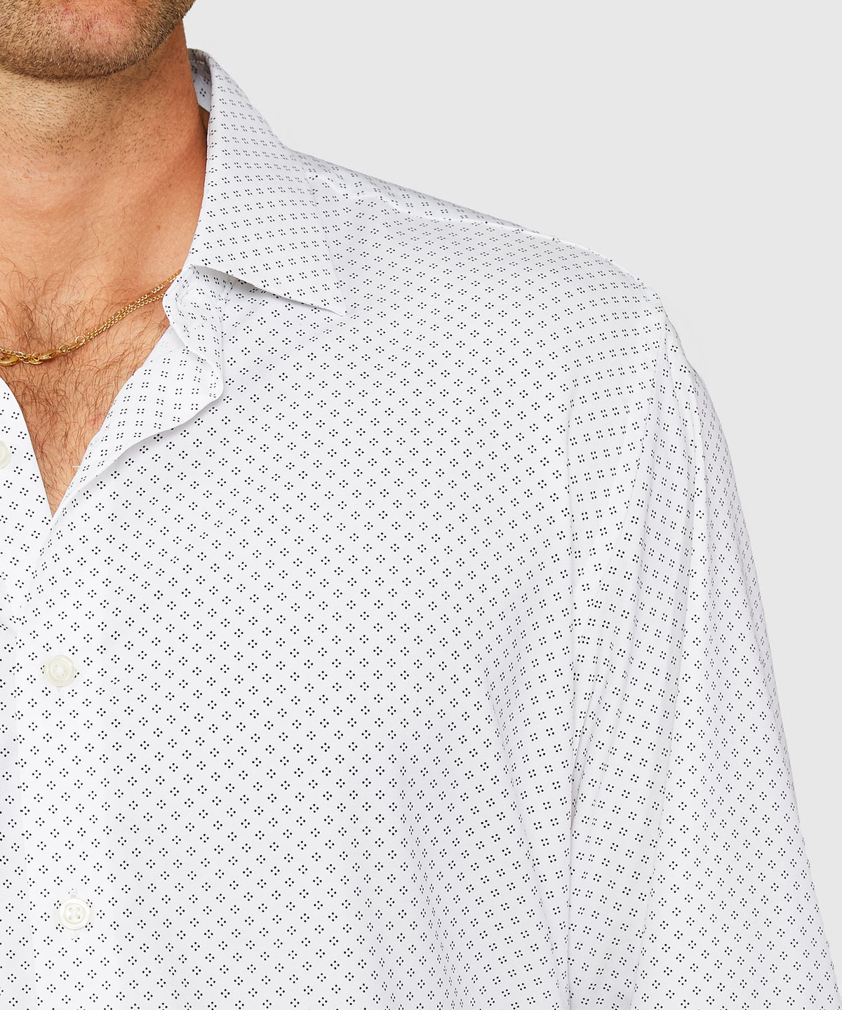 Westport Black Long Sleeve Spread Collar Performance Diamond Dot Print Sport Shirt, Men's Big & Tall