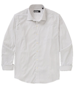 Westport Black Long Sleeve Spread Collar Performance Peacock Print Sport Shirt