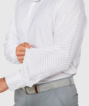 Westport Black Long Sleeve Spread Collar Performance Peacock Print Sport Shirt