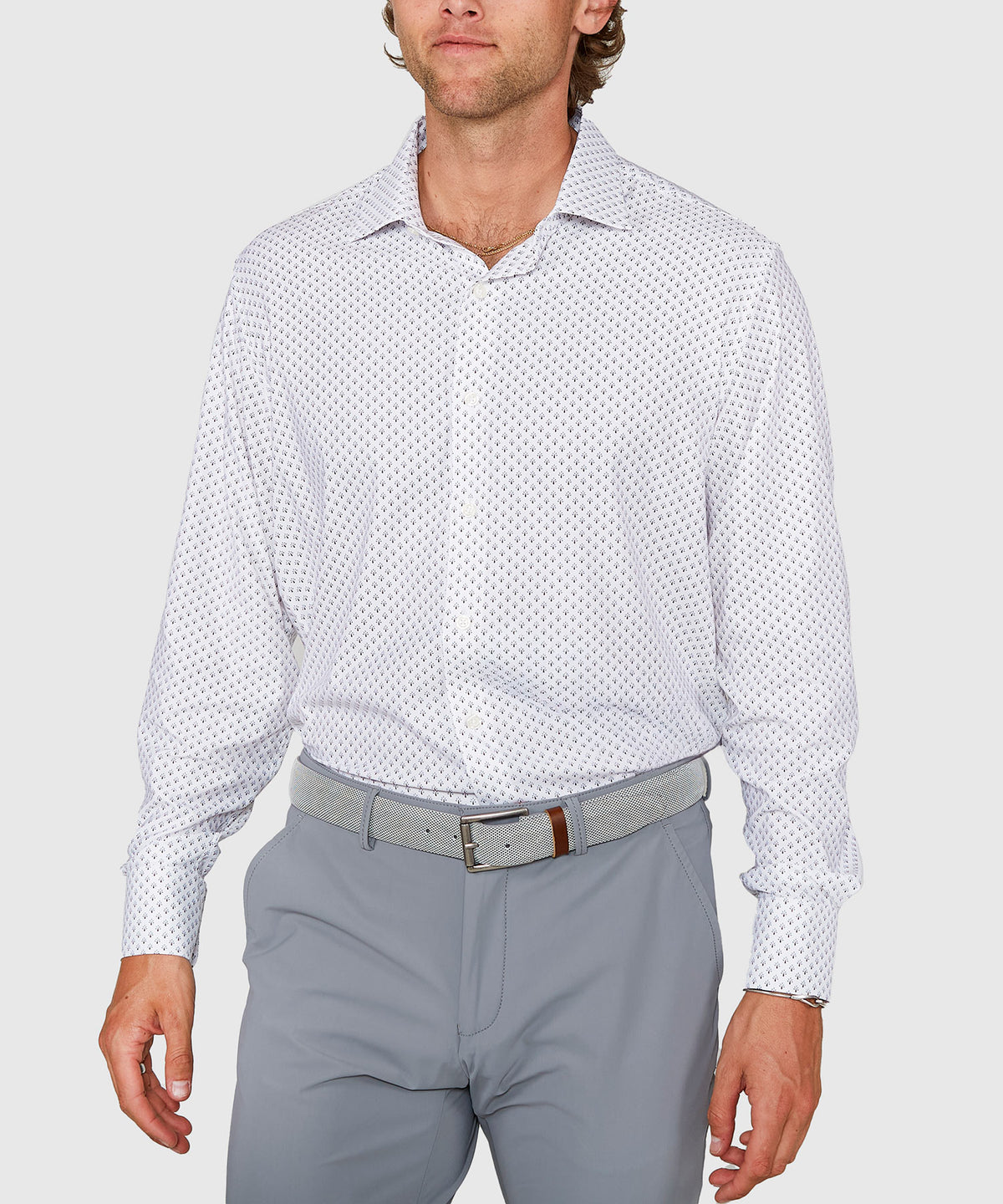 Westport Black Long Sleeve Spread Collar Performance Peacock Print Sport Shirt, Men's Big & Tall