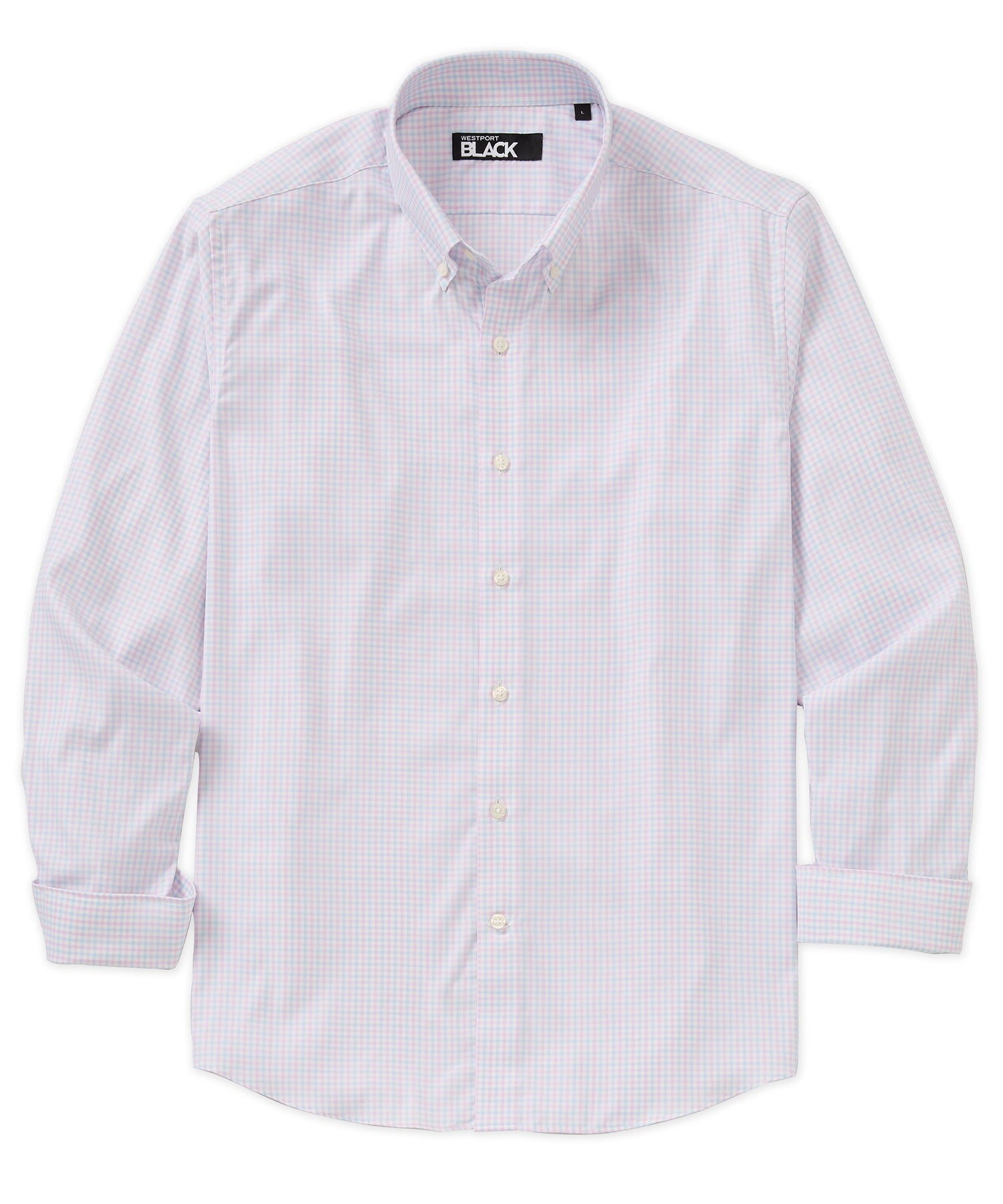 Westport Black Long Sleeve Button Down Collar Performance Plaid Sport Shirt
