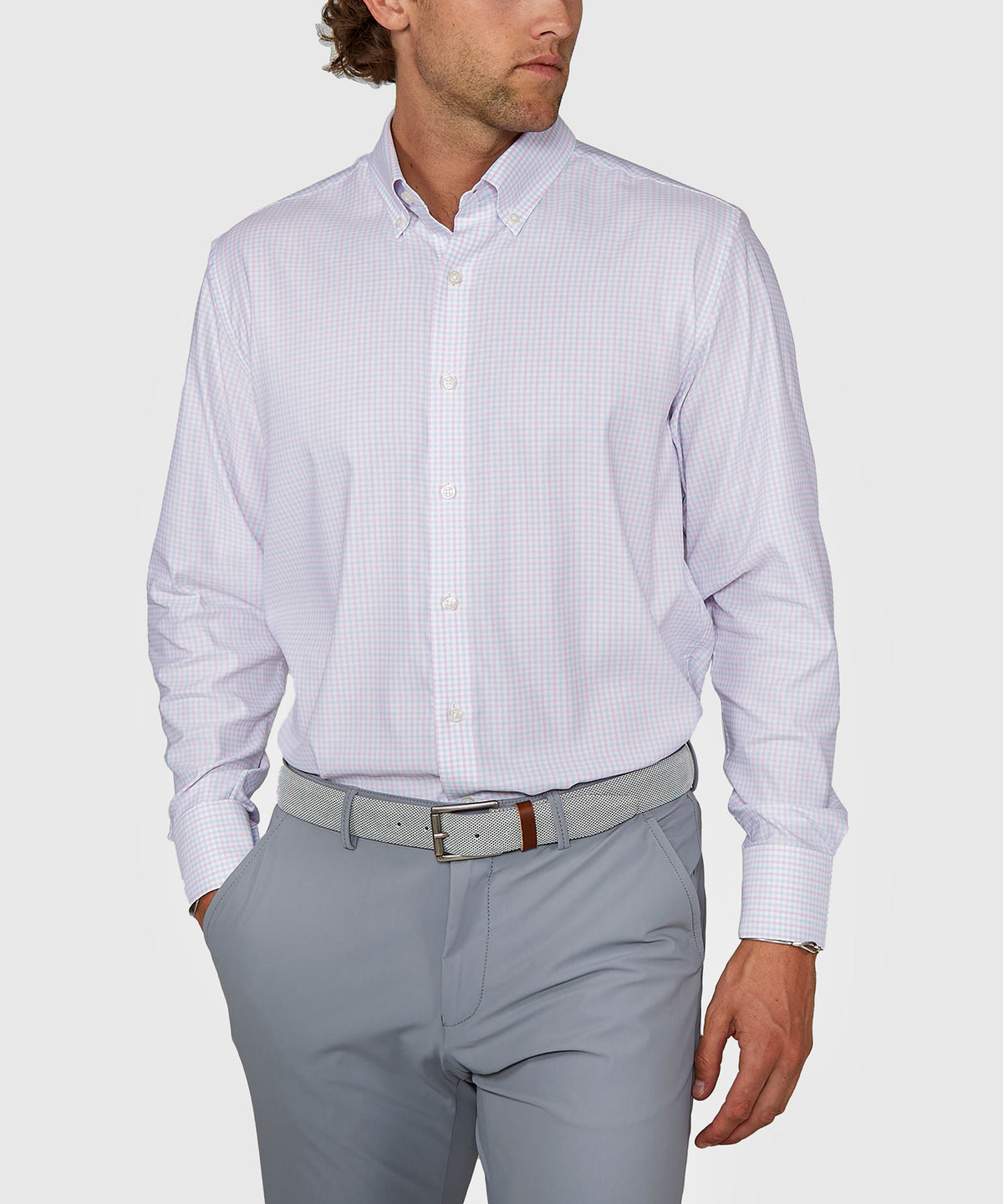Westport Black Long Sleeve Button Down Collar Performance Plaid Sport Shirt, Men's Big & Tall