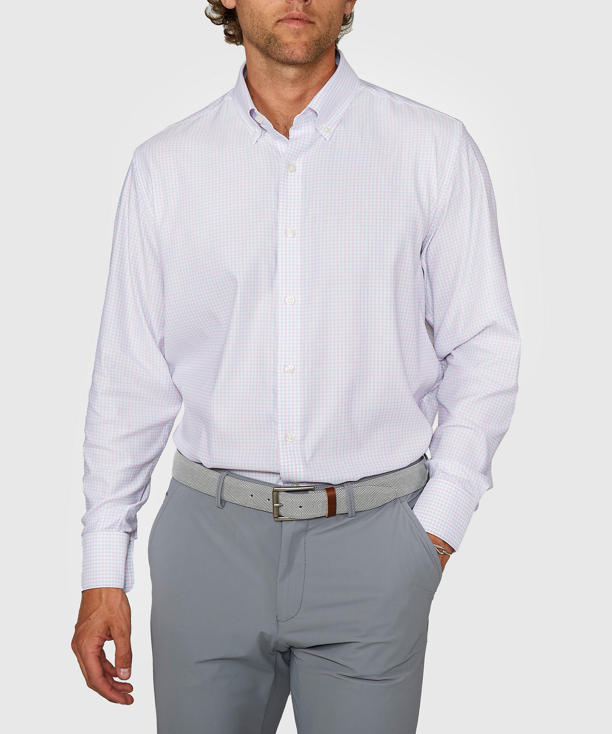 Westport Black Long Sleeve Button Down Collar Performance Plaid Sport Shirt, Men's Big & Tall
