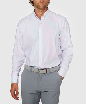 Westport Black Long Sleeve Button Down Collar Performance Plaid Sport Shirt