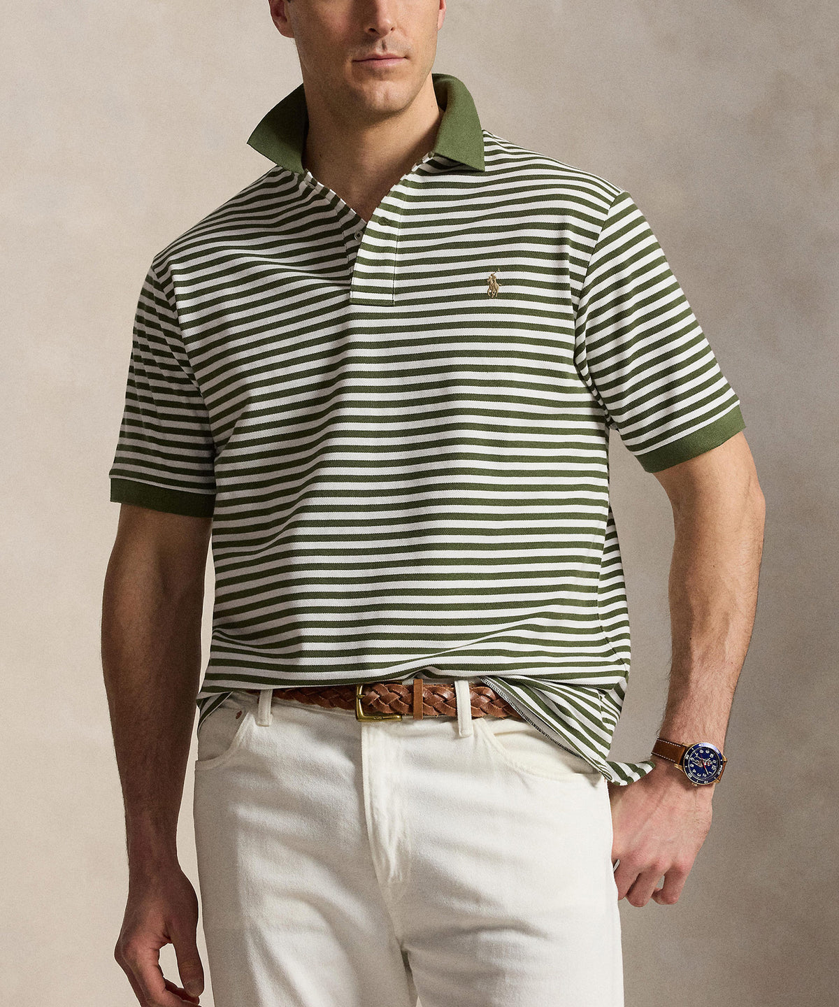 Polo Ralph Lauren Short Sleeve Animated Stripe Mesh Polo, Men's Big & Tall