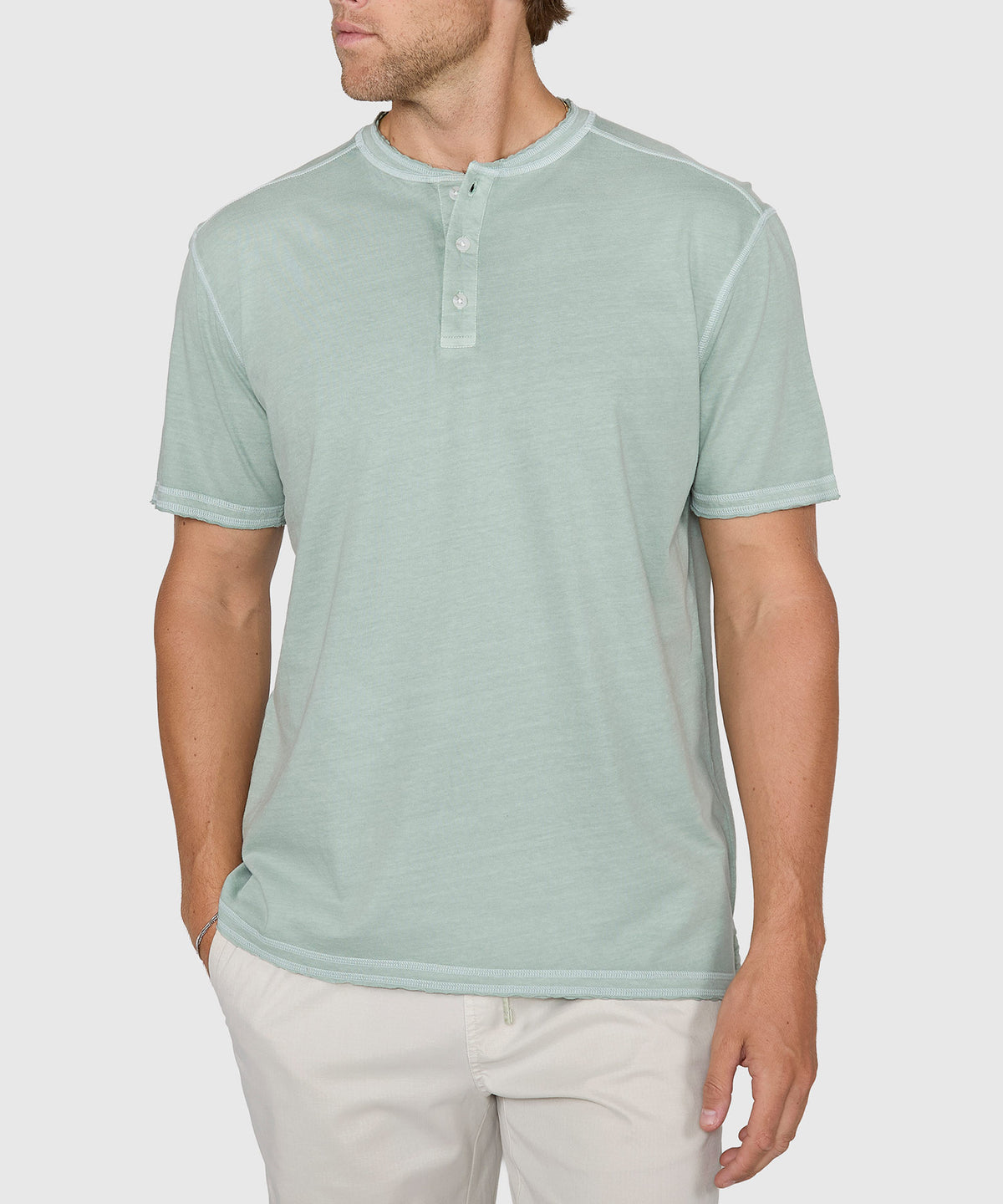 Westport Lifestyle Short Sleeve Sunwashed Henley, Men's Big & Tall