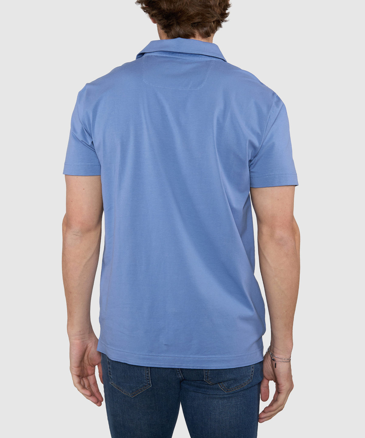 Westport No-Tuck Short Sleeve Cotton Performance Stretch Johnny Collar Knit Shirt, Men's Big & Tall