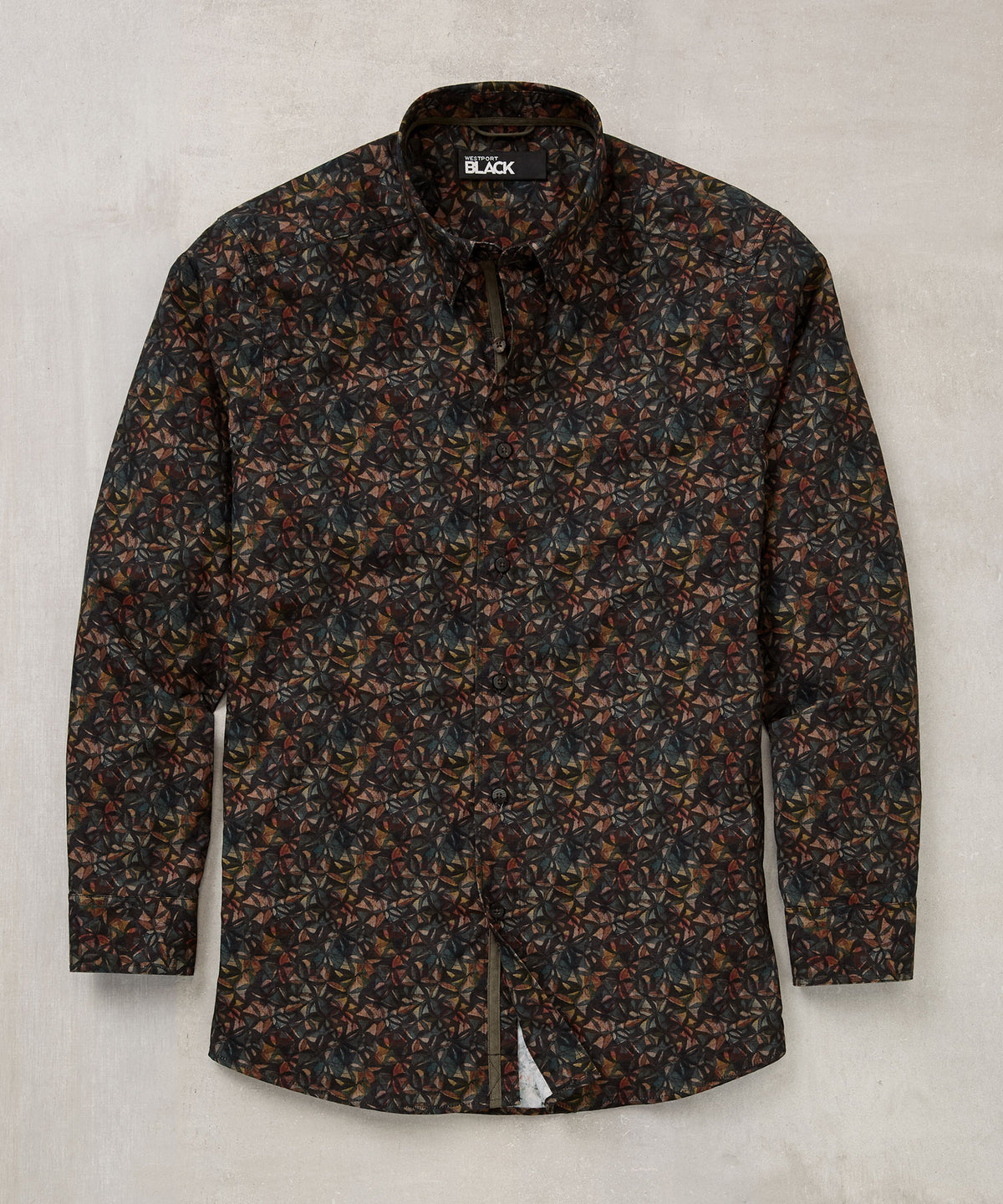 Westport Black Long Sleeve Stained Glass Print Sport Shirt, Men's Big & Tall