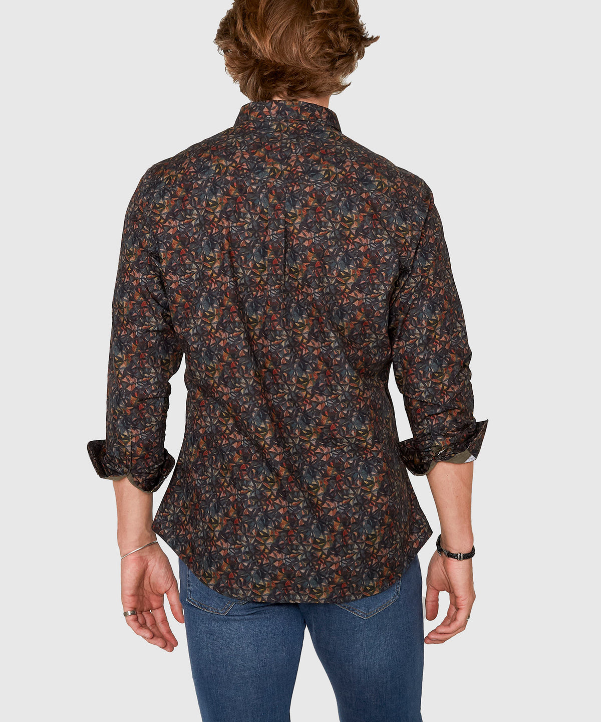 Westport Black Long Sleeve Stained Glass Print Sport Shirt, Men's Big & Tall