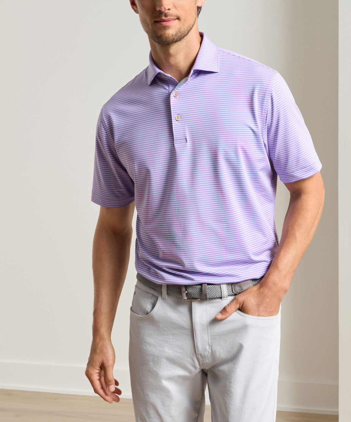 Peter Millar Hales Stripe Short Sleeve Performance Polo, Men's Big & Tall