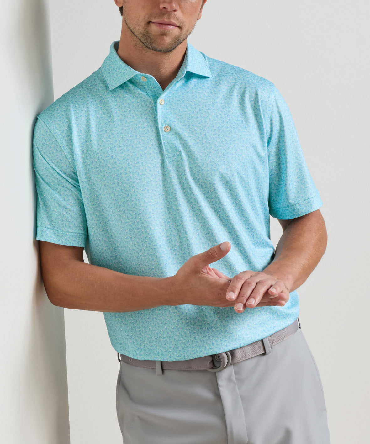 Peter Millar Jellyfish Print Short Sleeve Performance Polo, Men's Big & Tall