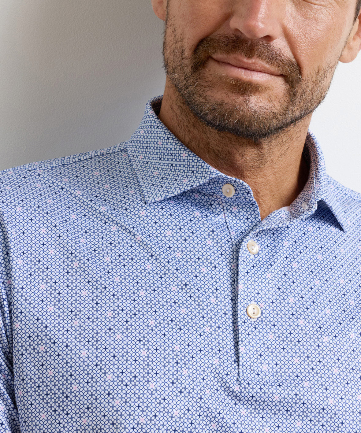 Peter Millar Barrier Print Short Sleeve Performance Polo, Men's Big & Tall