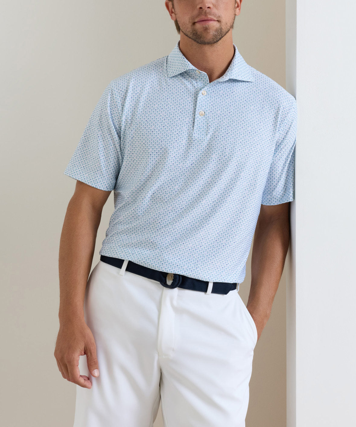 Peter Millar Flock Print Short Sleeve Performance Polo, Men's Big & Tall