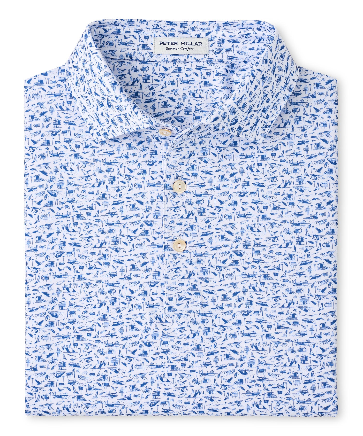 Peter Millar Coastline Print Short Sleeve Performance Polo