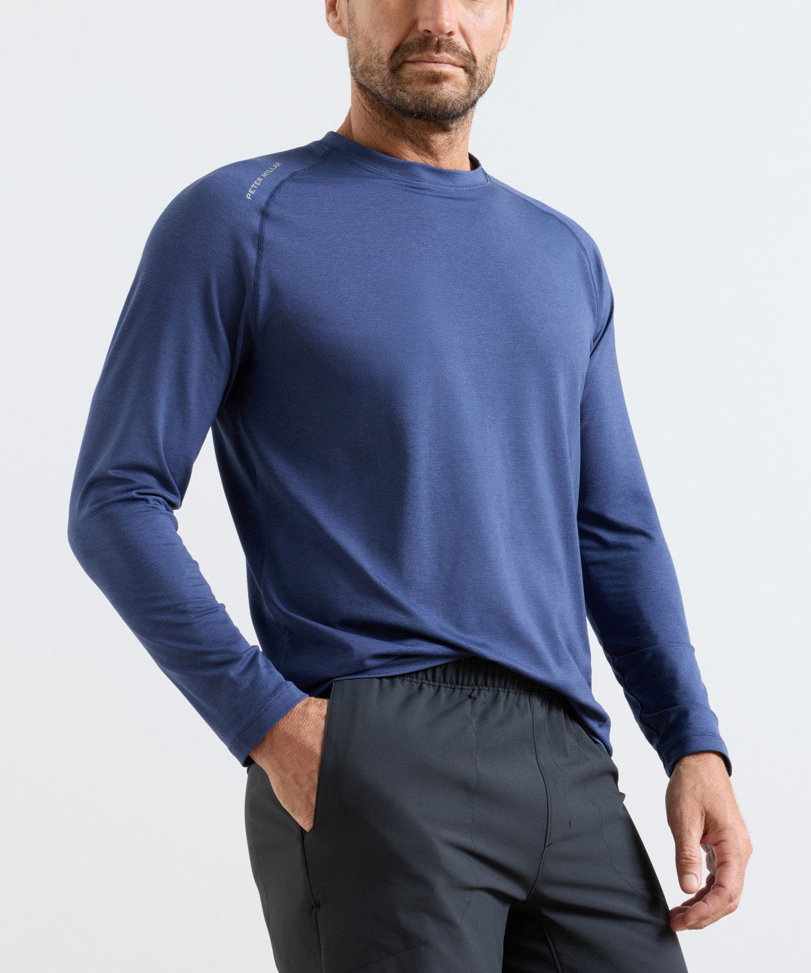Peter Millar Aurora Performance Long Sleeve Tee Shirt, Men's Big & Tall