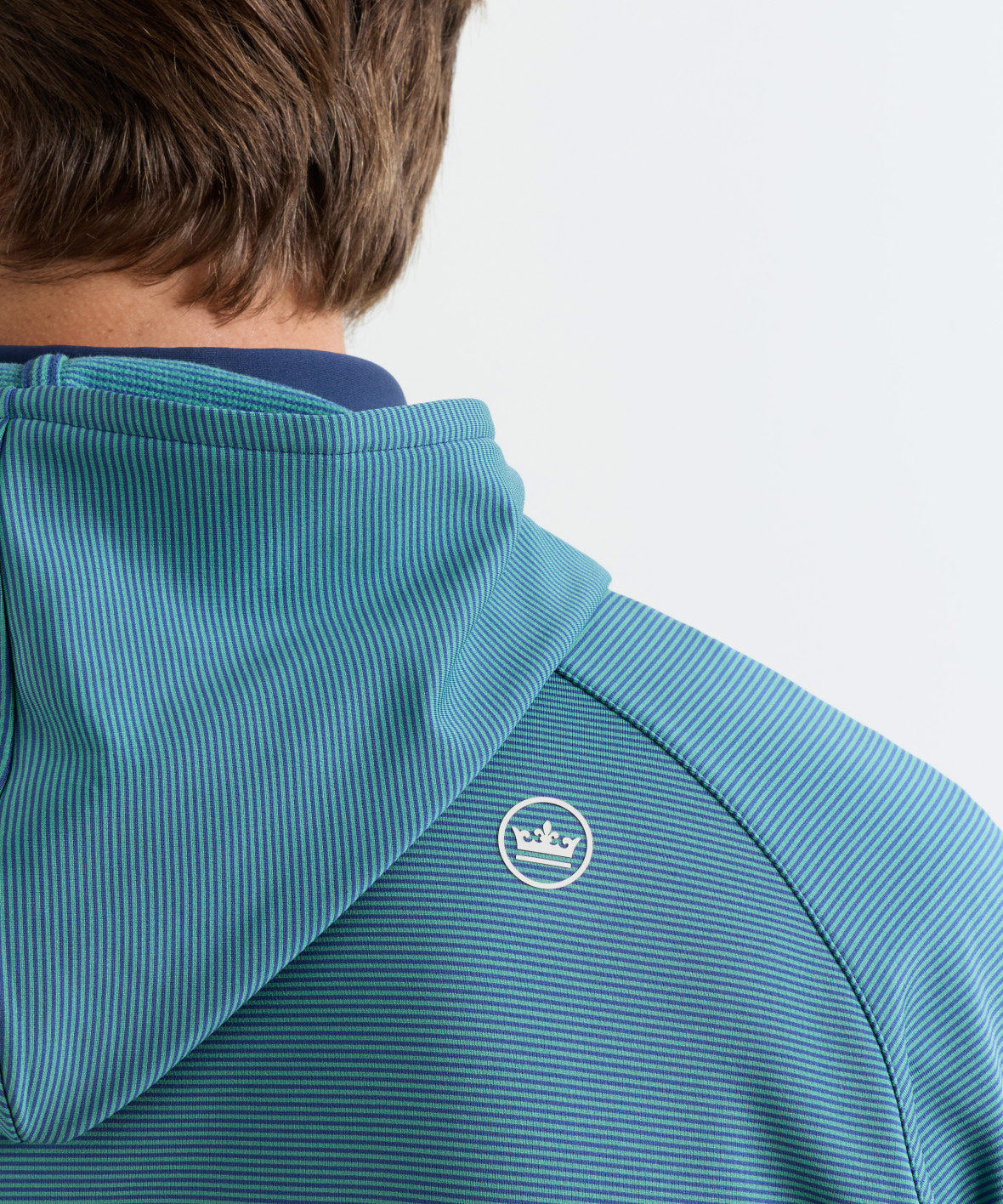 Peter Millar Long Sleeve Pine Sugar Stripe Performance Hoodie, Men's Big & Tall