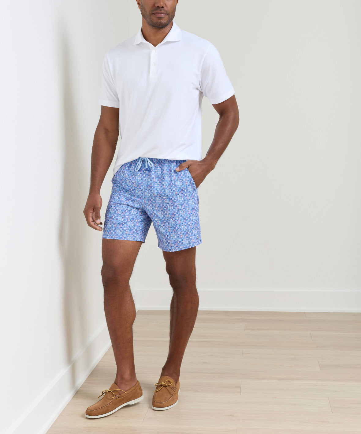 Peter Millar Santorini Tiles Print Swim Trunk, Men's Big & Tall