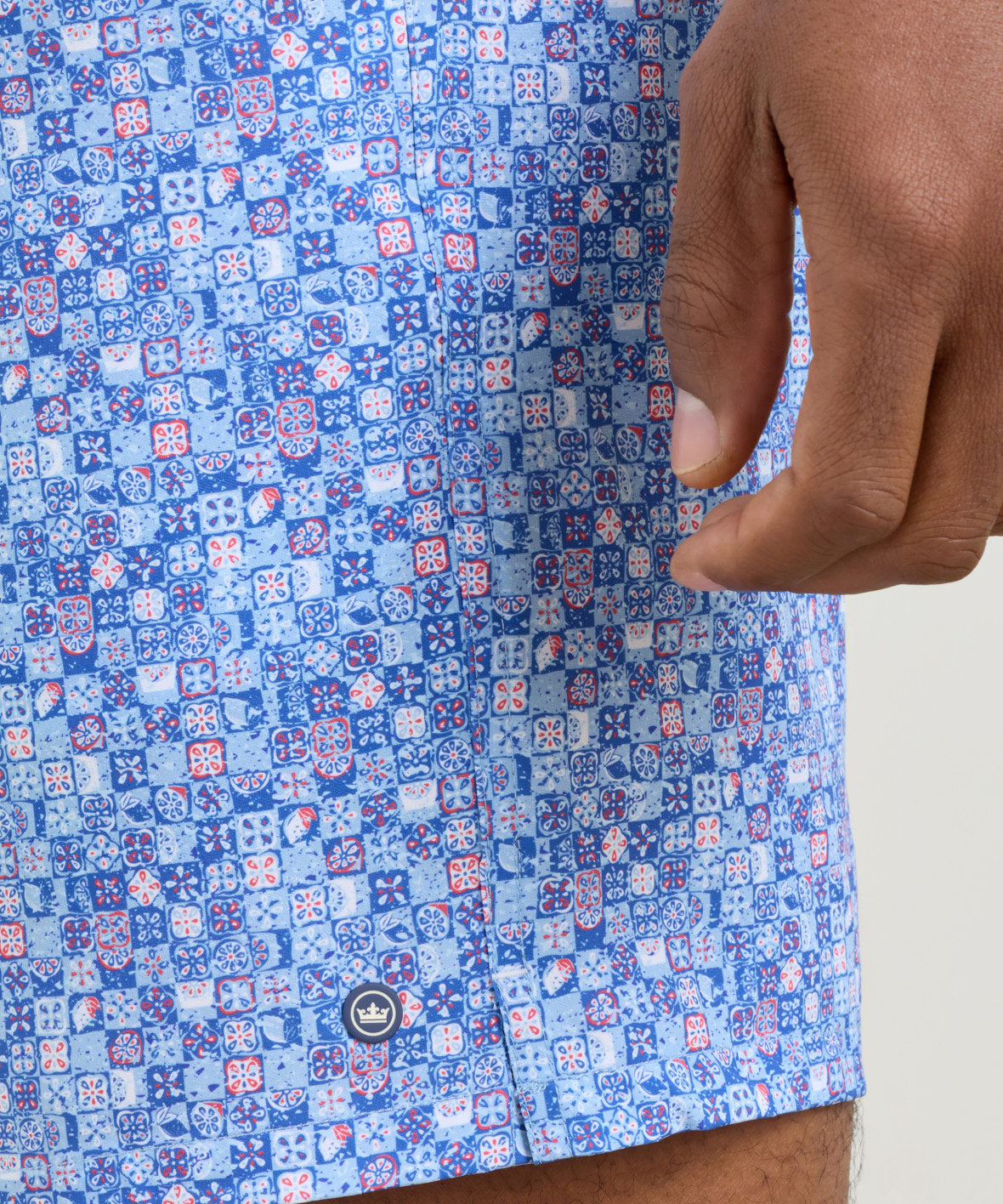 Peter Millar Santorini Tiles Print Swim Trunk, Men's Big & Tall