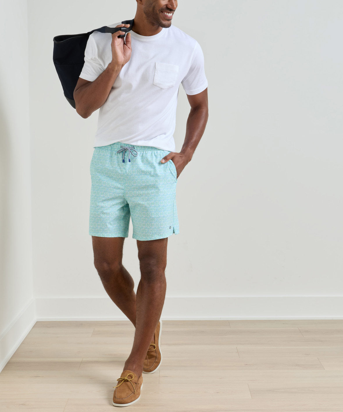 Peter Millar Tide Lines Print Swim Trunk, Men's Big & Tall