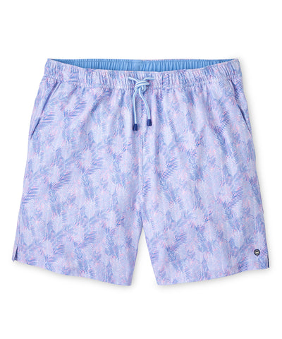 Peter Millar Sunset Palms Print Swim Trunk, Men's Big & Tall