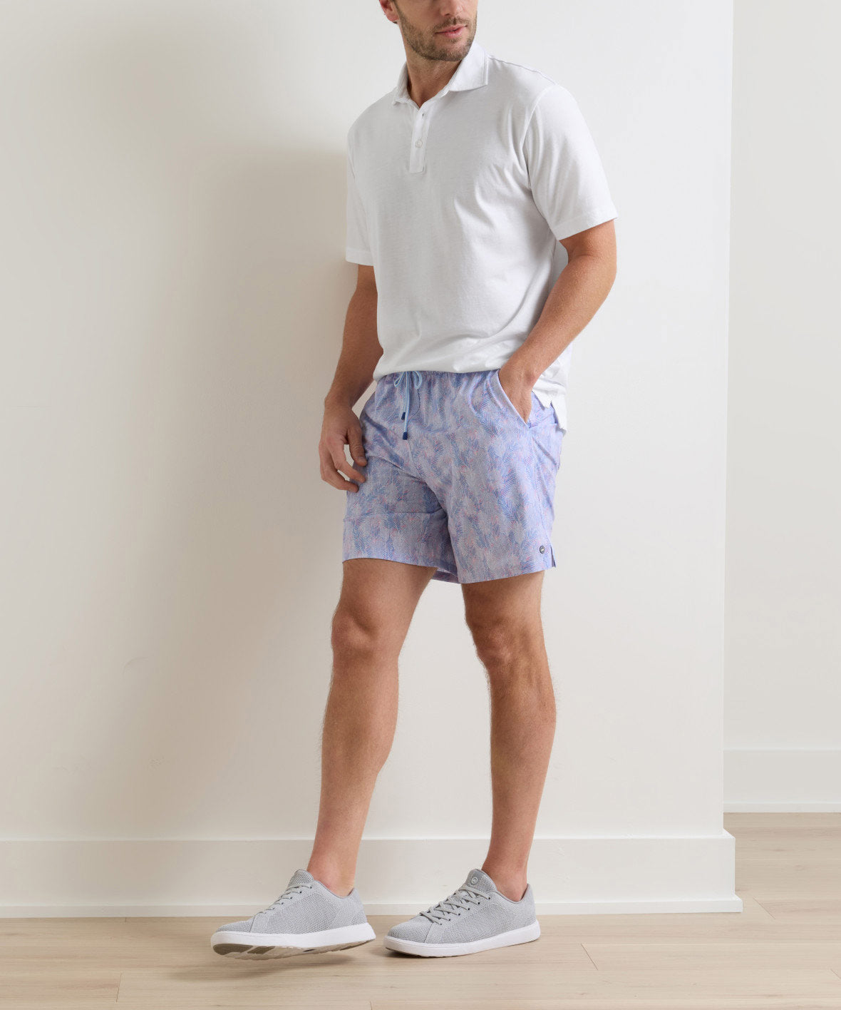 Peter Millar Sunset Palms Print Swim Trunk, Men's Big & Tall