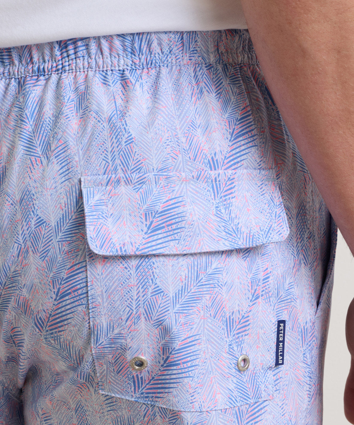 Peter Millar Sunset Palms Print Swim Trunk, Men's Big & Tall