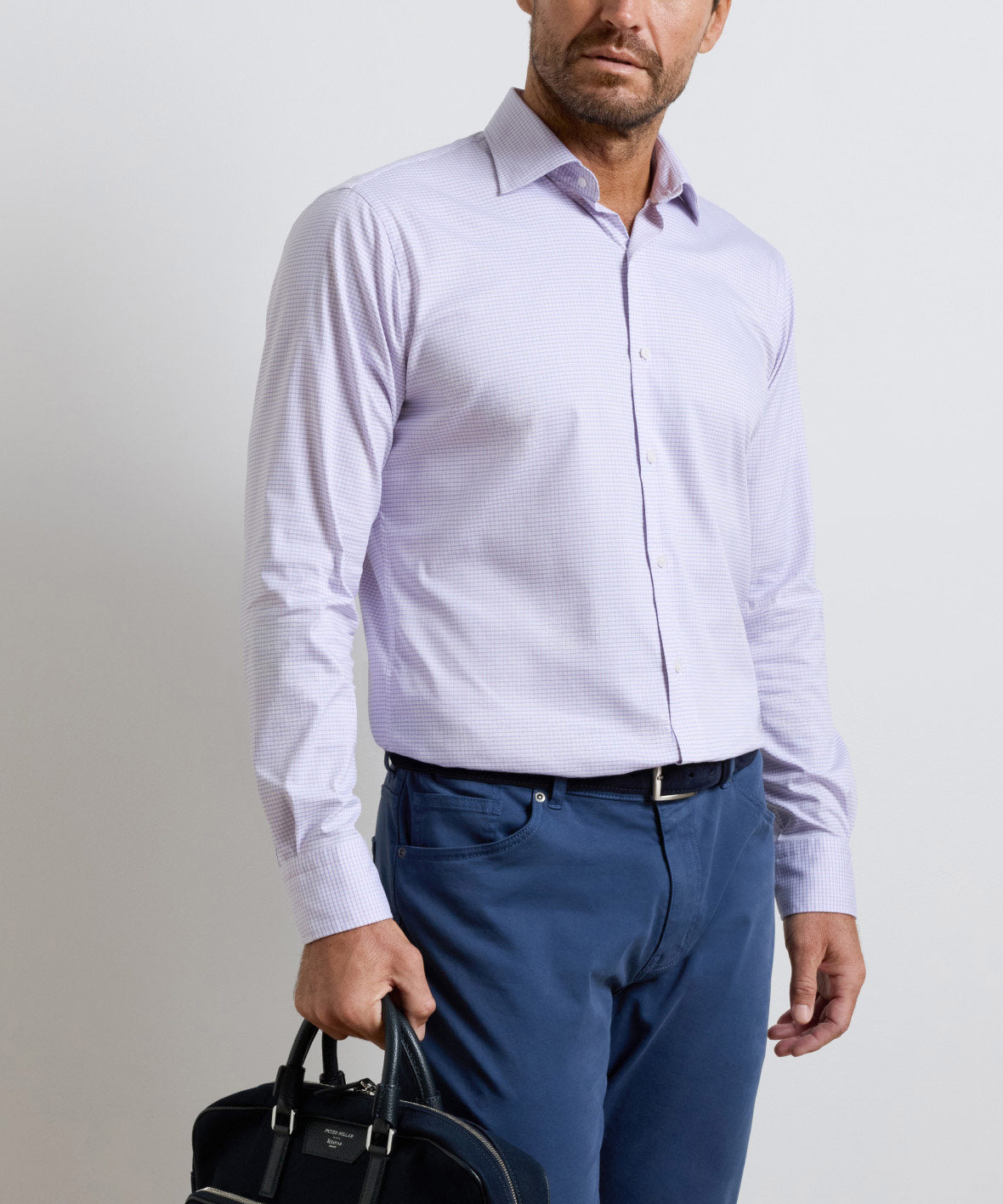 Peter Millar Conway Cotton Light Long Sleeve Sport Shirt, Men's Big & Tall