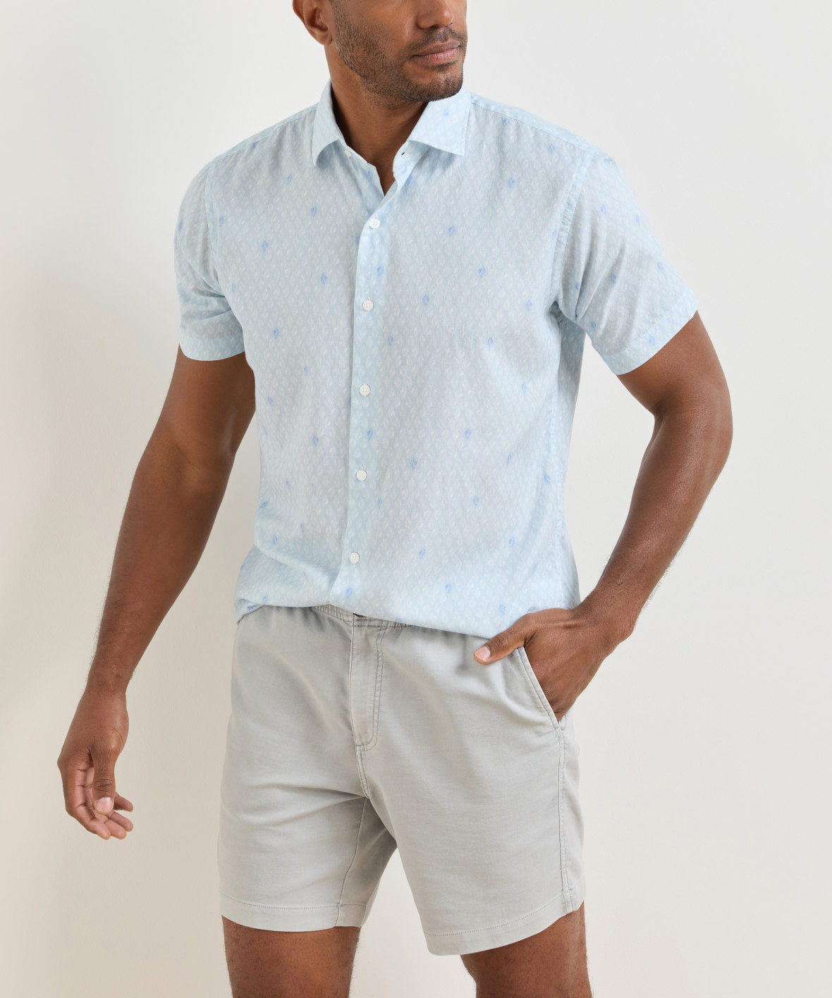 Peter Millar White Haven Short Sleeve Sport Shirt, Men's Big & Tall