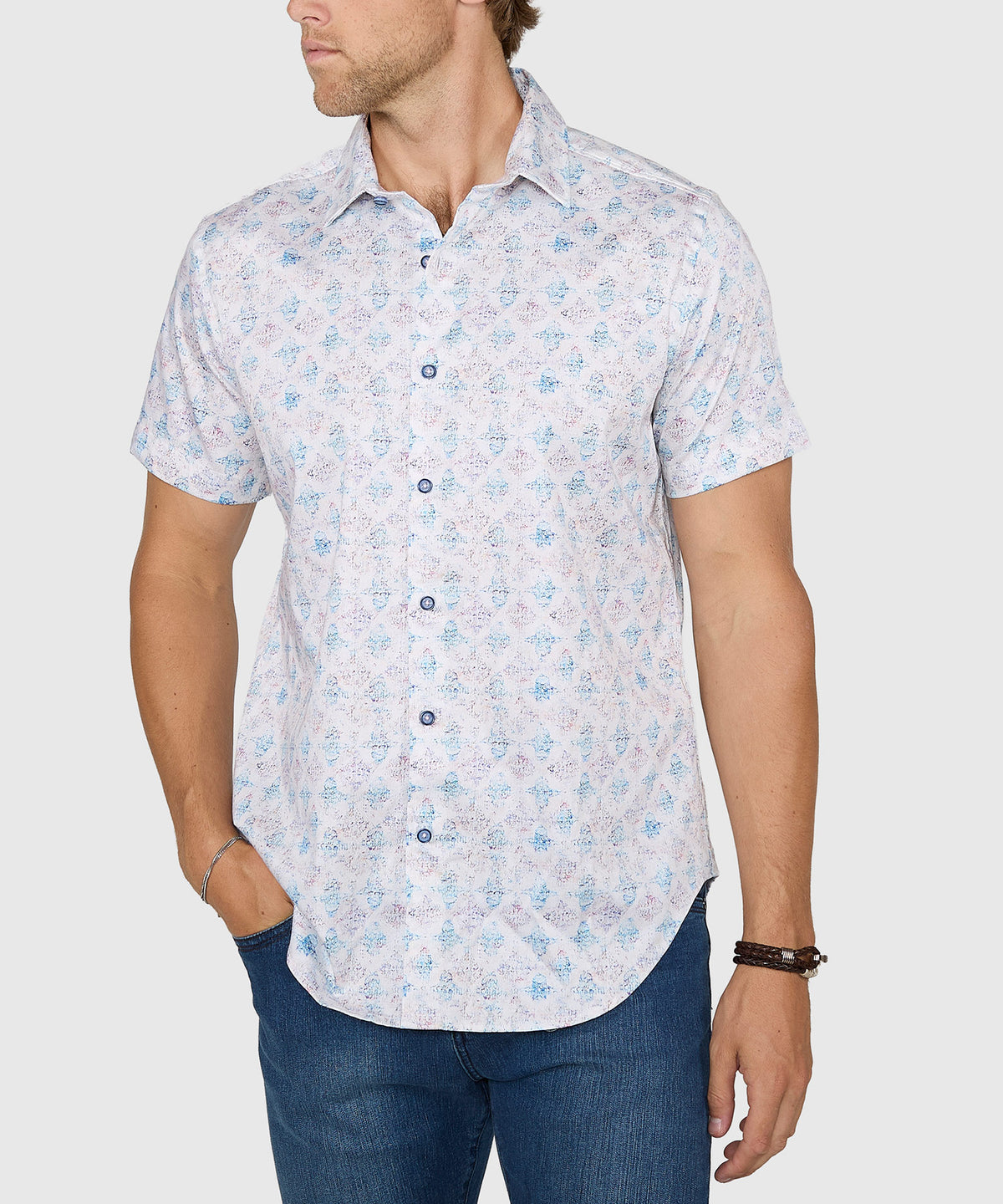 Robert Graham Short Sleeve Greatorex Sport Shirt, Men's Big & Tall