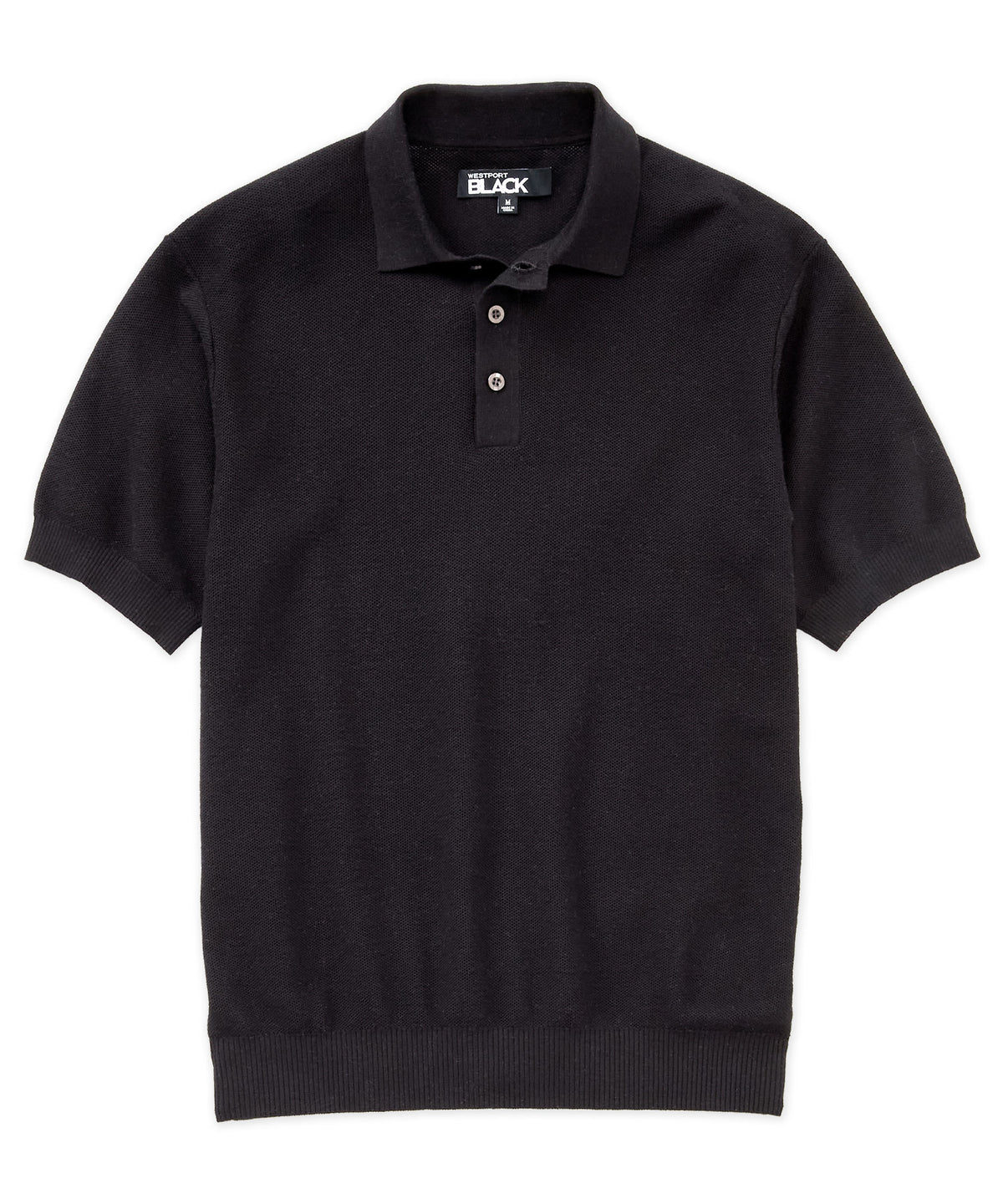 Westport Black Short Sleeve Legacy II Cotton Cashmere Polo, Men's Big & Tall