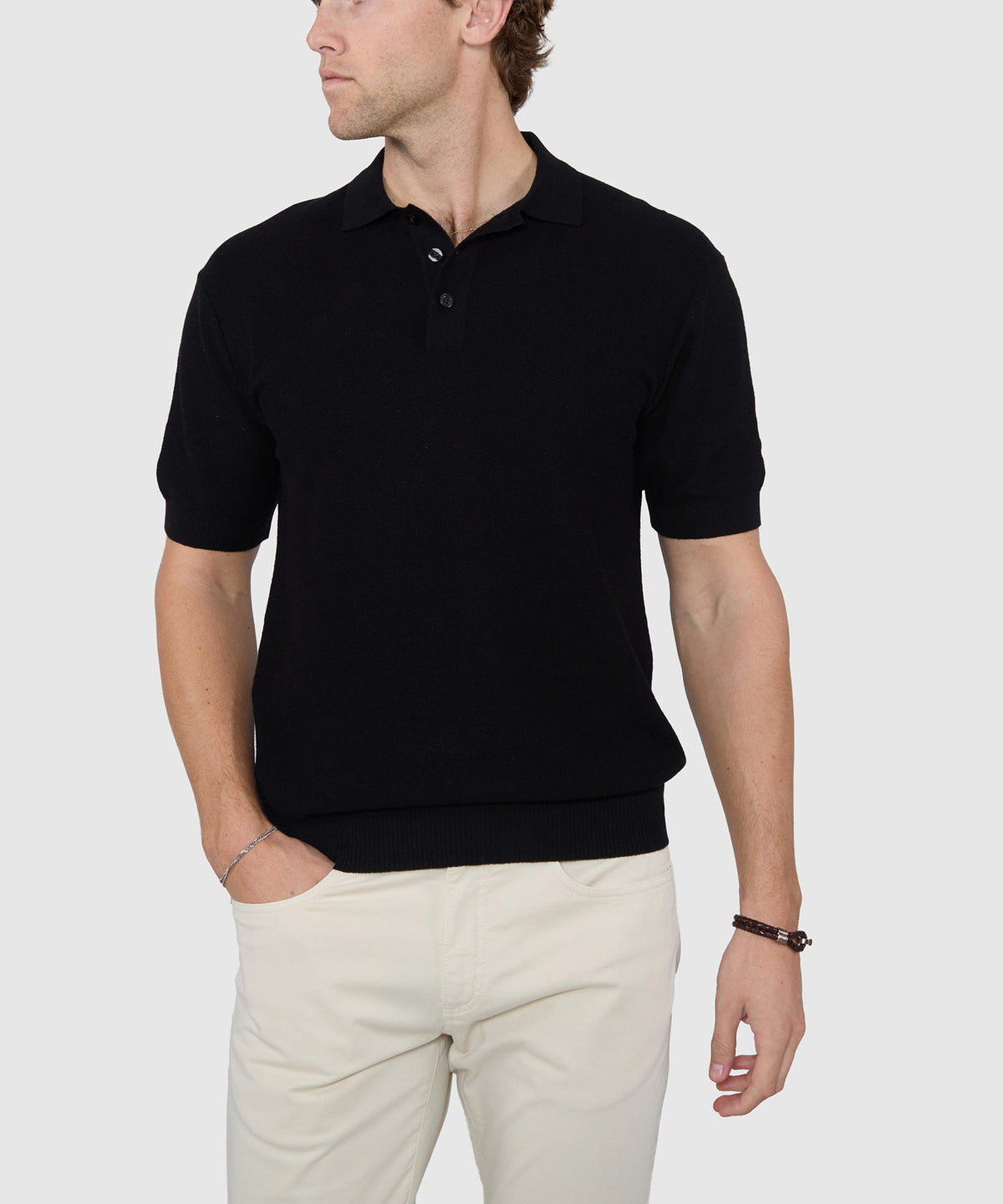Westport Black Short Sleeve Legacy II Cotton Cashmere Polo, Men's Big & Tall