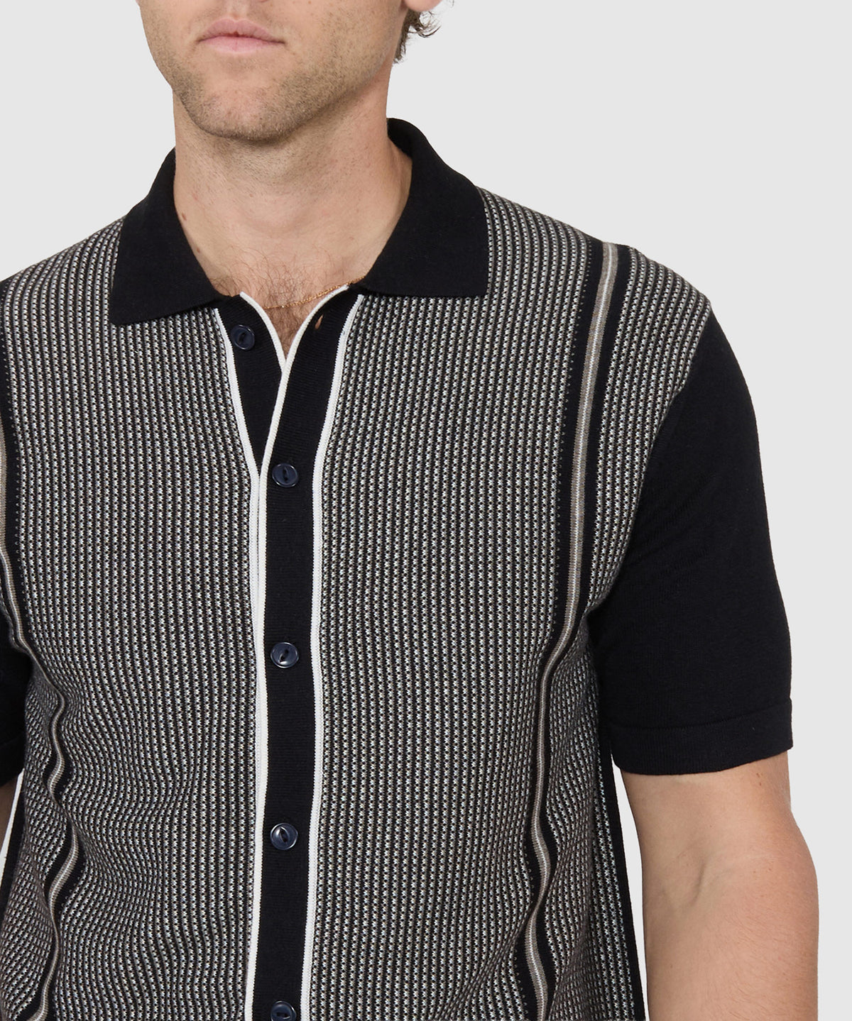 Westport Black Short Sleeve Como Button Front Polo, Men's Big & Tall