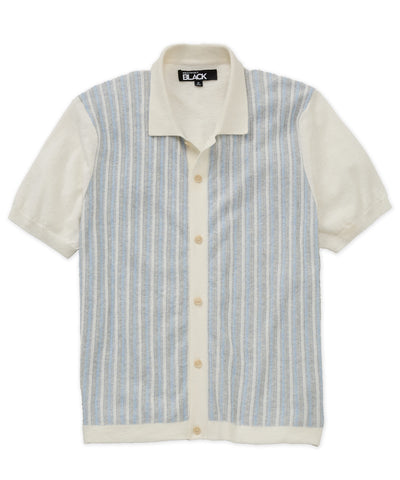 Westport Black Short Sleeve Cornell Button Front Polo, Men's Big & Tall