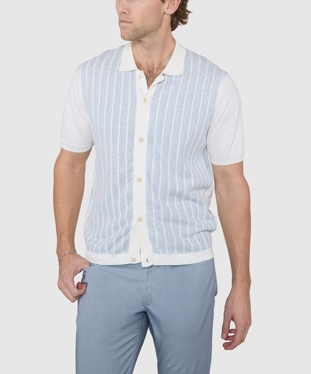 Westport Black Short Sleeve Cornell Button Front Polo, Men's Big & Tall