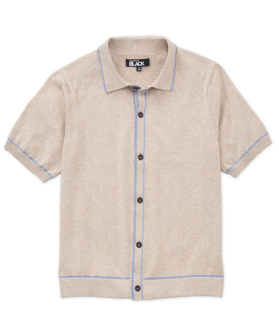 Westport Black Short Sleeve Darin Button Front Polo, Men's Big & Tall