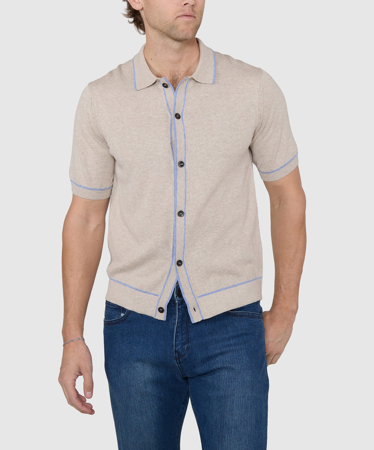 Westport Black Short Sleeve Darin Button Front Polo, Men's Big & Tall