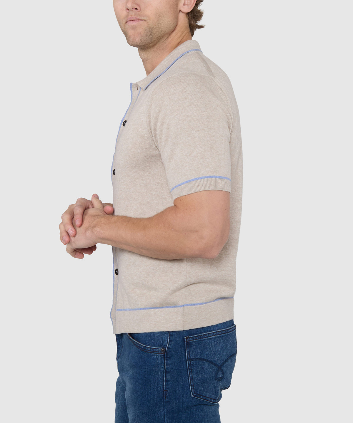 Westport Black Short Sleeve Darin Button Front Polo, Men's Big & Tall