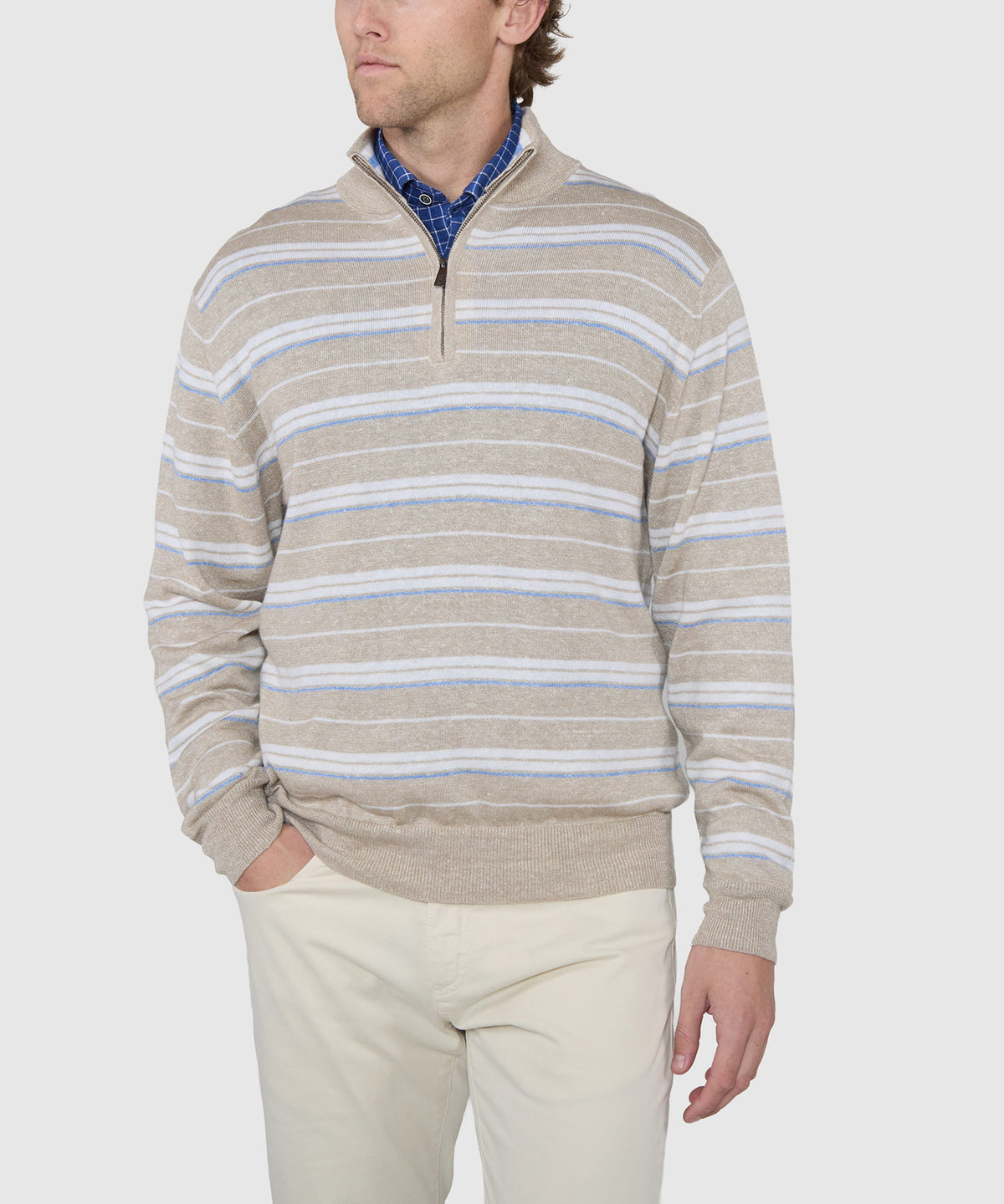 Westport Black Kingston Stripe Quarter-Zip Pullover, Men's Big & Tall