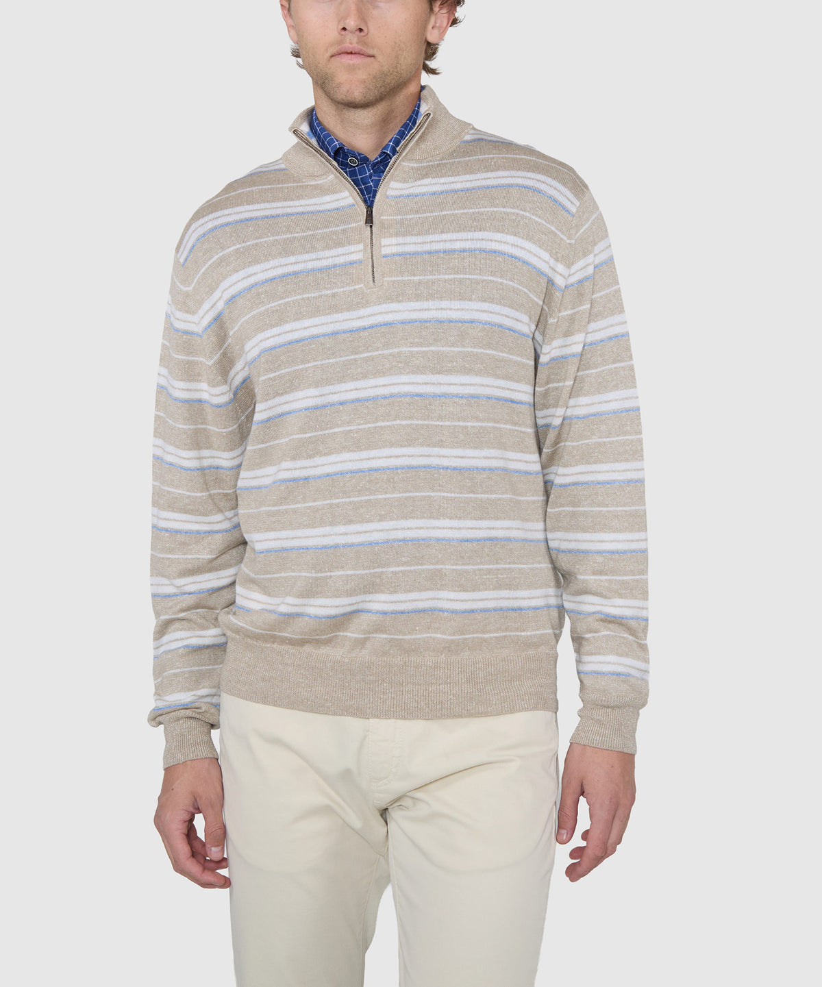Westport Black Kingston Stripe Quarter-Zip Pullover, Men's Big & Tall