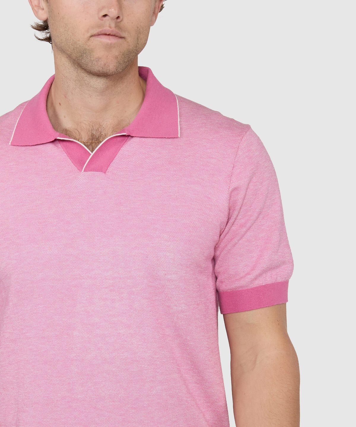 Westport Black Short Sleeve Crooner Birdseye Johnny Collar Polo, Men's Big & Tall