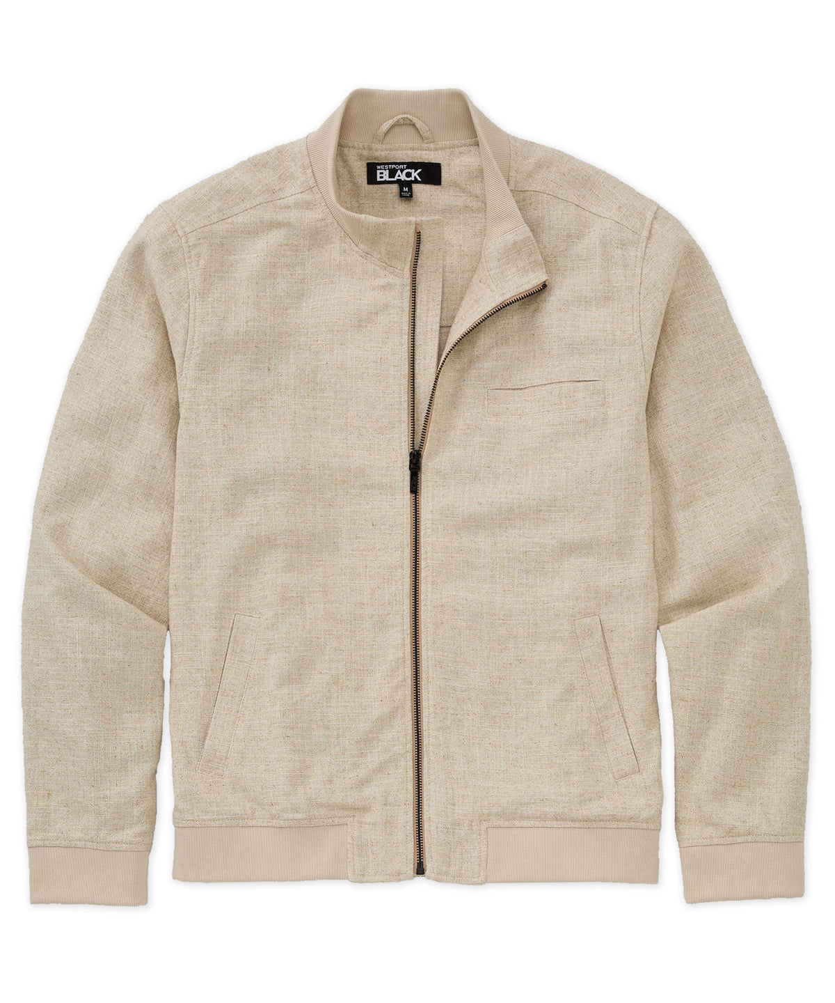 Westport Black Gatsby Linen Blend Bomber Jacket, Men's Big & Tall