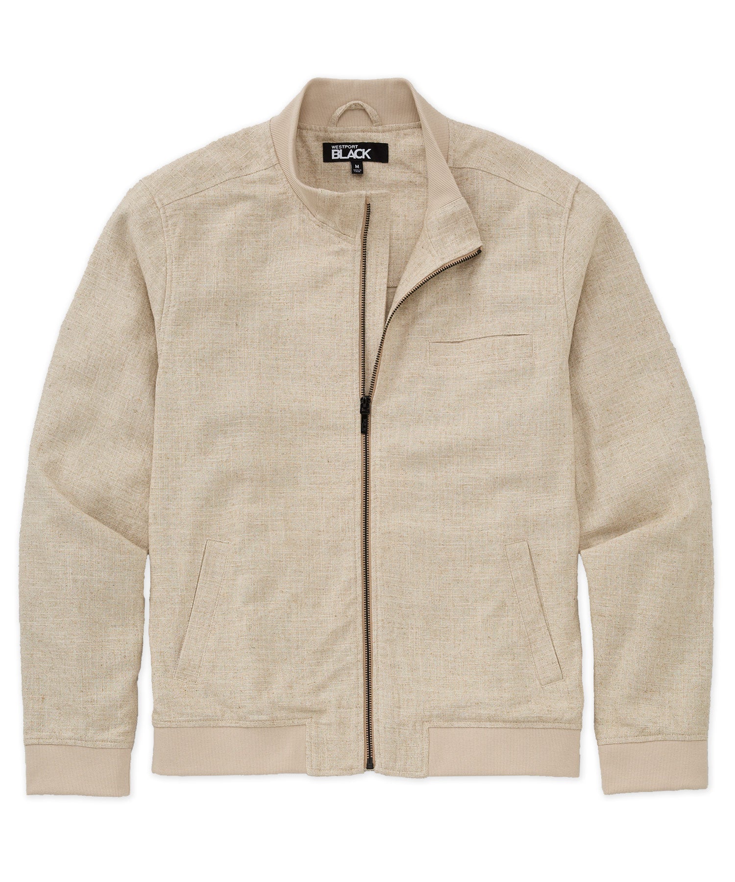 Westport Black Gatsby Linen Blend Bomber Jacket