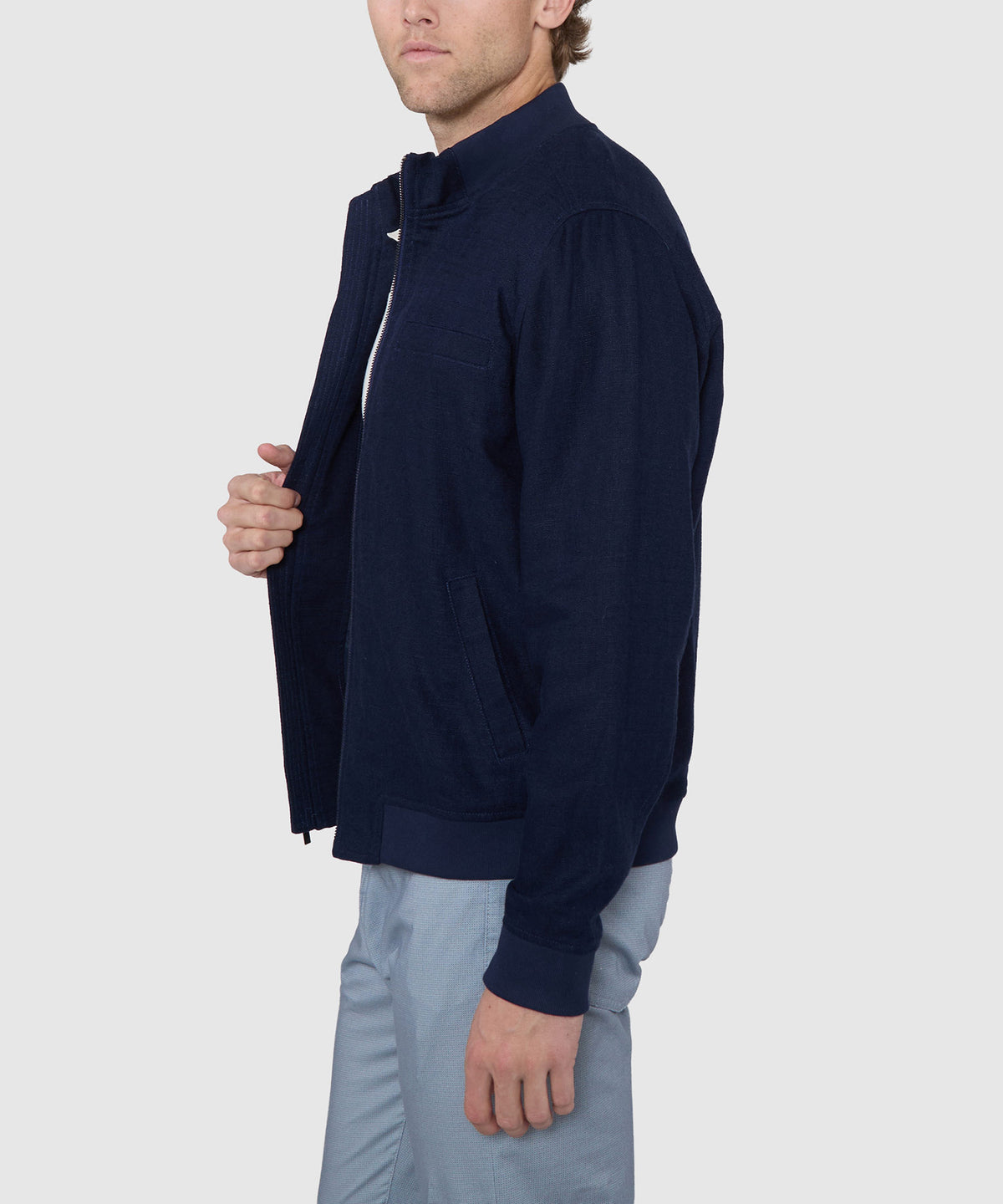 Westport Black Gatsby Linen Blend Bomber Jacket, Men's Big & Tall