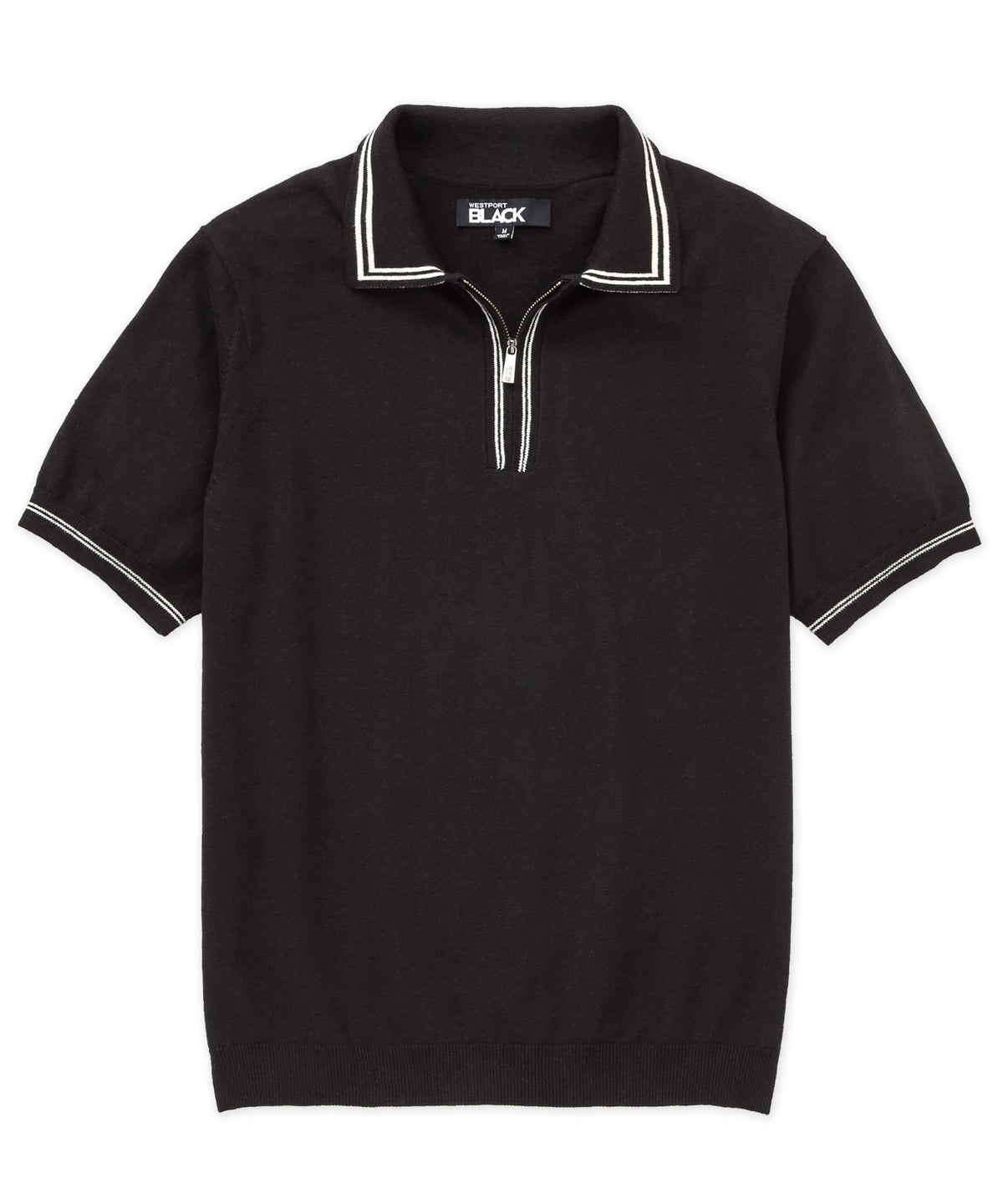 Westport Black Short Sleeve 'The Retro II' Zip Polo, Men's Big & Tall