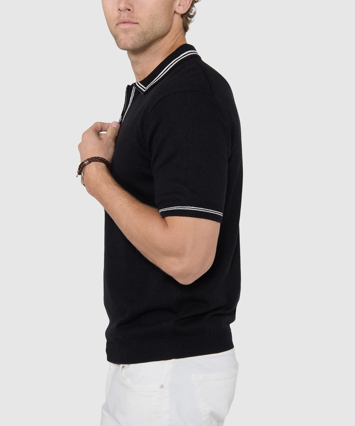 Westport Black Short Sleeve 'The Retro II' Zip Polo, Men's Big & Tall