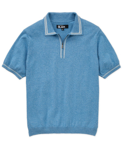 Westport Black Short Sleeve 'The Retro II' Zip Polo, Men's Big & Tall