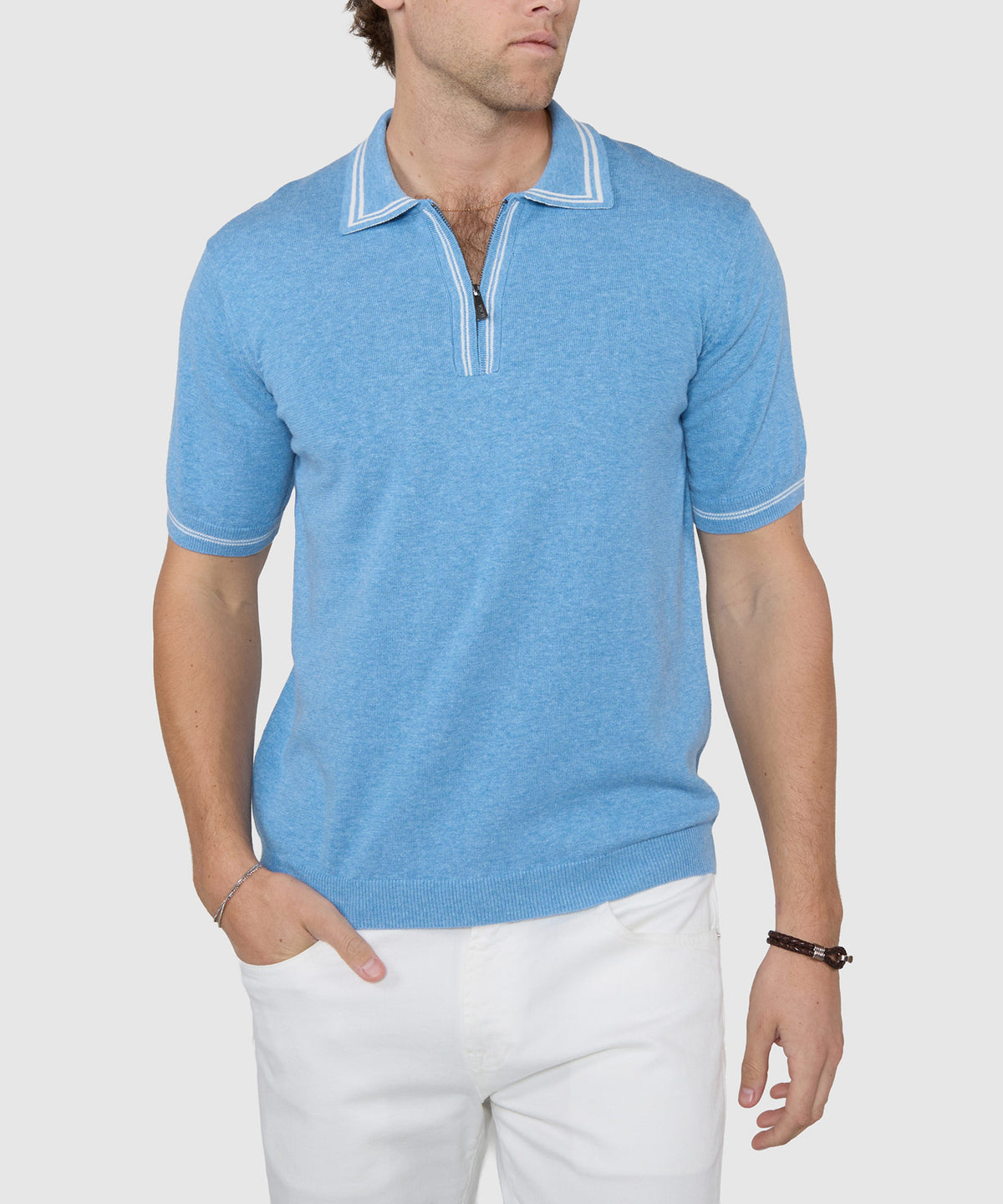 Westport Black Short Sleeve 'The Retro II' Zip Polo, Men's Big & Tall
