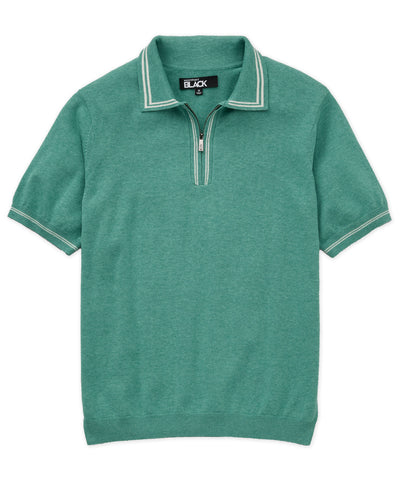 Westport Black Short Sleeve 'The Retro II' Zip Polo, Men's Big & Tall